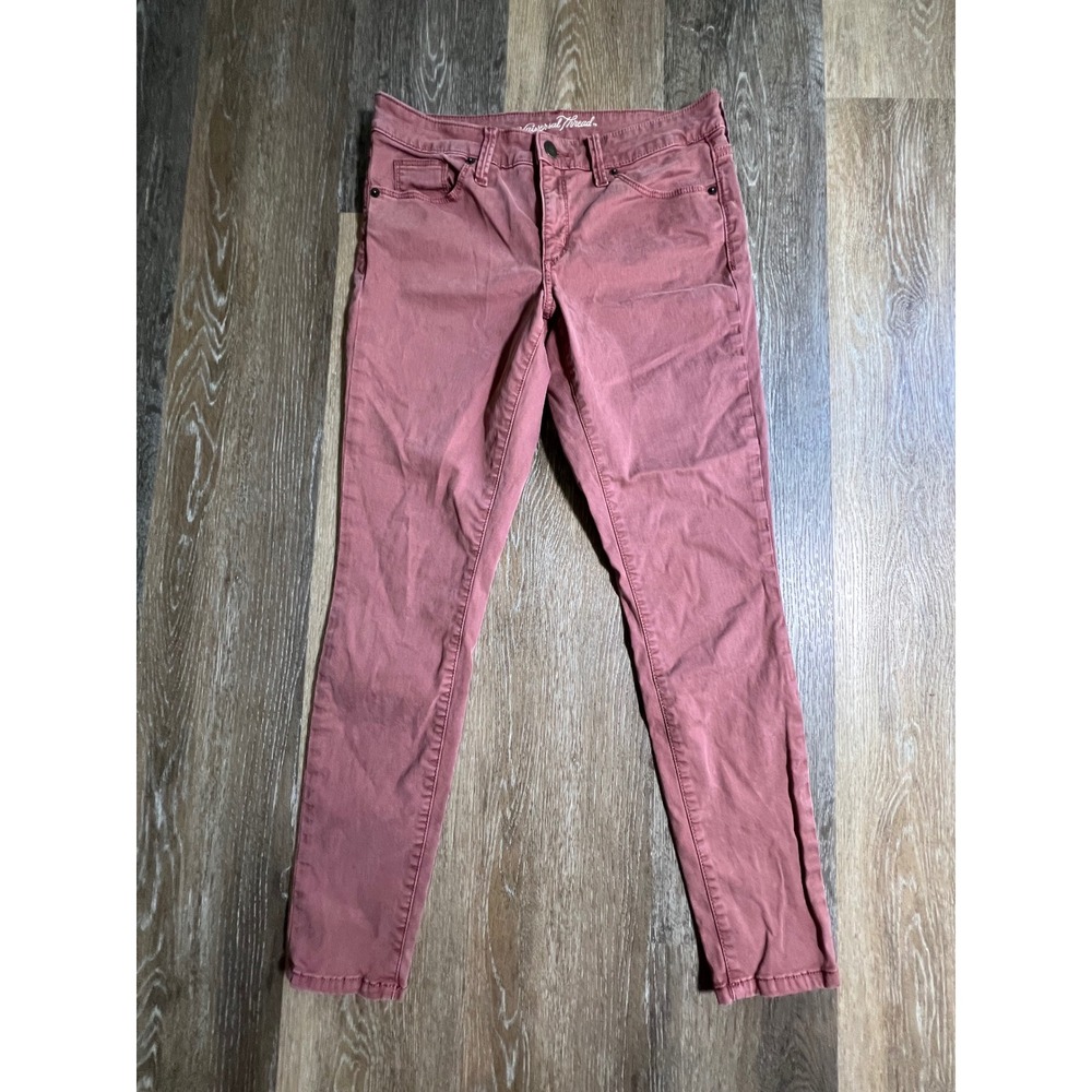 Universal Thread Skinny Jeans Womens 6/28R Pink Excellent Mid Rise Stretch Denim